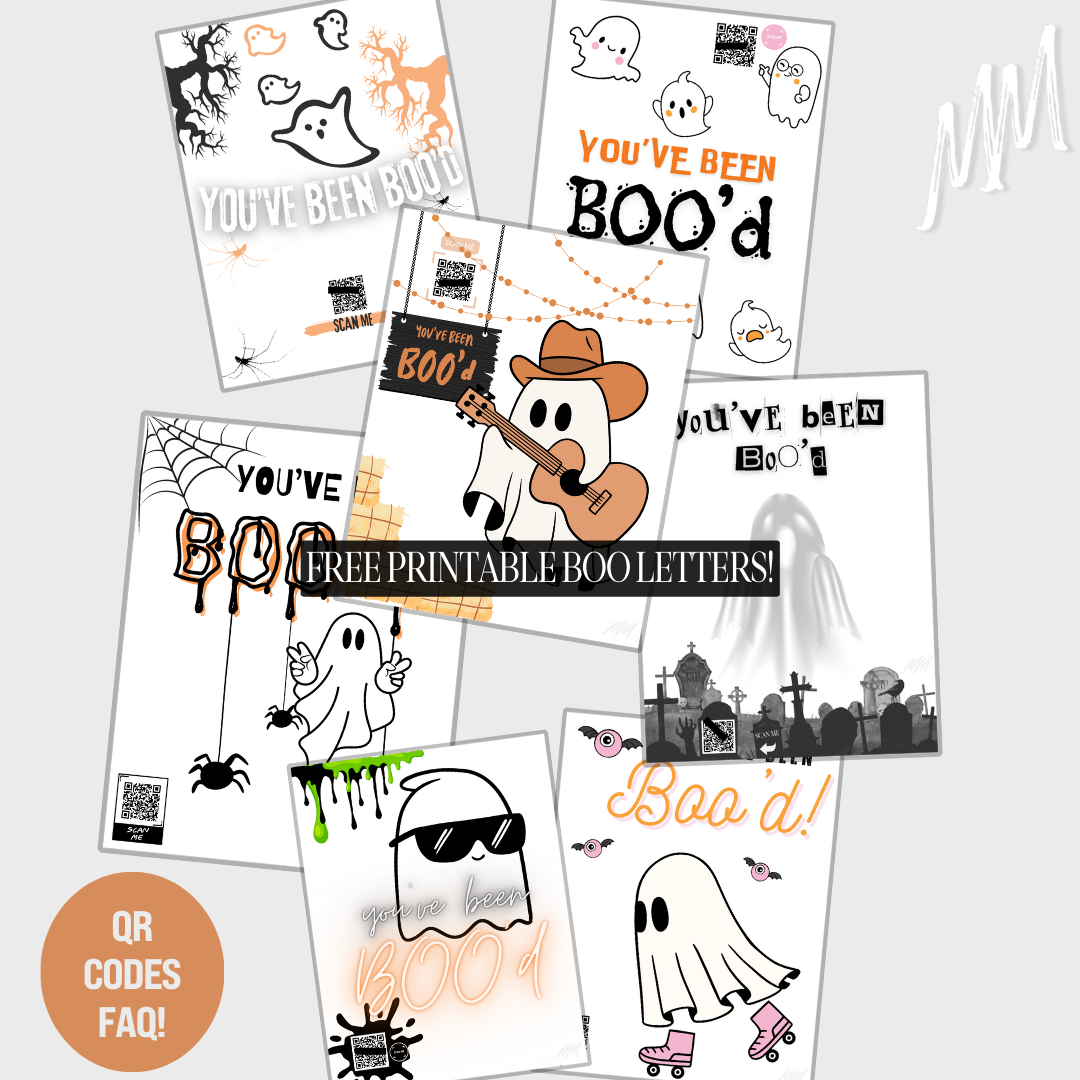 Free Printable Boo Letters with QR Codes FAQ to go Boo-ing this Halloween